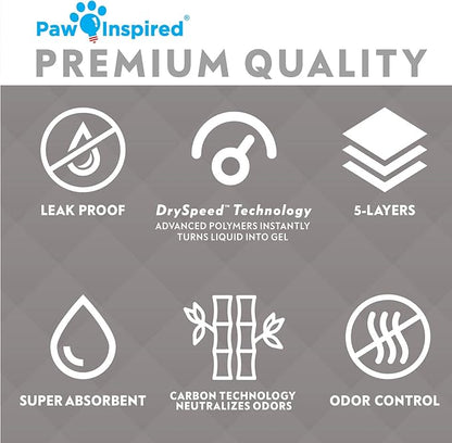 Paw Inspired Disposable Guinea Pig Cage Liners | Bamboo Charcoal Odor Controlling | Super Absorbent Liners Pee Pads for Ferrets, Rabbits, Hamsters, and Small Animals (47" x 26" (Midwest), 8 Count)