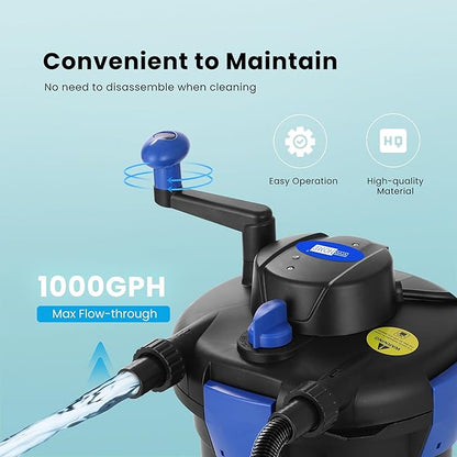 VIVOHOME Pressurized Biological Pond Filter with 9-watt Light, Suitable for Koi Ponds of up to 500 Gallons or Ornamental Ponds of up to 1050 Gallons