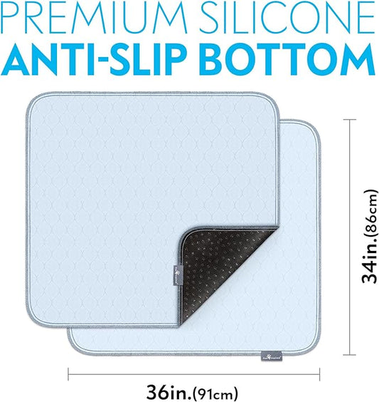 Paw Inspired Washable Pee Pads for Dogs (2 Pack), Leakproof, Non-Slip Reusable Puppy Pads for Potty Training, Whelping, Waterproof Mat (34x36 Inch, Pack of 2)