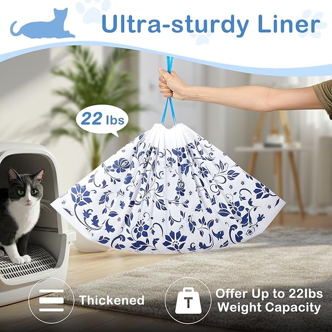 Unicorn Catcher 30 Pack Cat Litter Bags 36" x 19" Large Litter Box Liners Tear-Resistant with Drawstring for Easy Access Cat Litter Liners for Litter Boxes Under 36in Total Size