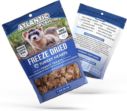 Freeze Dried Small Pet Treats - Resealable Bag of Treats for Ferrets - Ferret Snacks - Single Ingredient Ferret Food With No Preservatives Or Fillers- Small Animals Treats (1 oz, Turkey Heart)