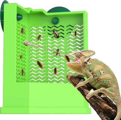 Pawfly Bearded Dragon Feeder - Escape-Proof Corner Reptile Food Box, Wall-Mounted with Suction Cups for Insects - Bug Bowl for Lizards, Geckos, Chameleons & Frogs