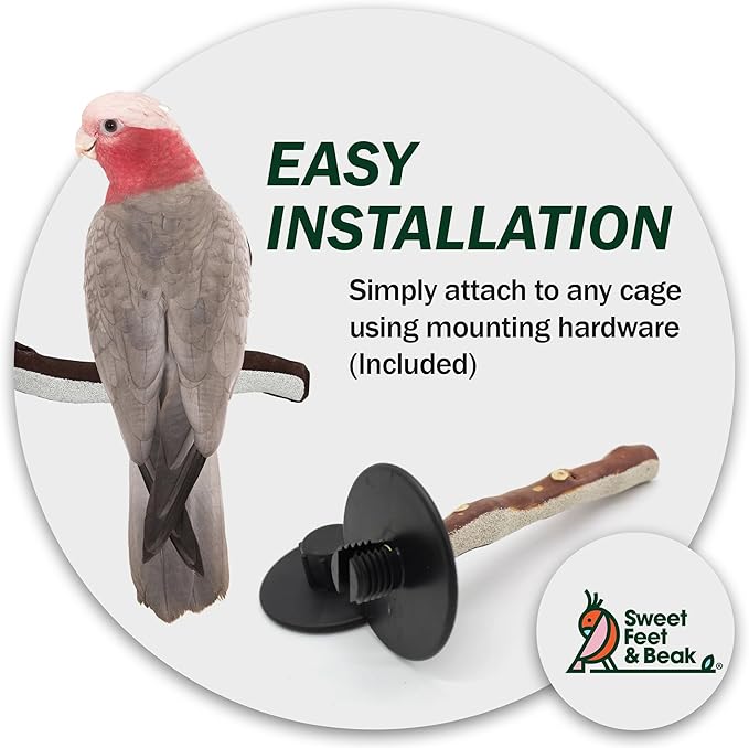 Superoost Manzanita Pumice Pedicure Perch- Easy to Install Bird Cage Accessories for Healthy Feet, Nails and Beak - Natural Bird Perches Imitates Birds' Life in The Wild - XL 14"