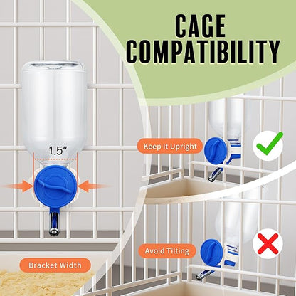 Choco Nose No-Drip Water Bottle Feeder for Hamsters, Hedgehogs, Gliders, Mice, Gerbils, & Small Pets, 10.2 fl.oz, 300ml - Easy to Install in Cages/Crates, US Patented Leakproof Nozzle 10mm, Blue(C125)