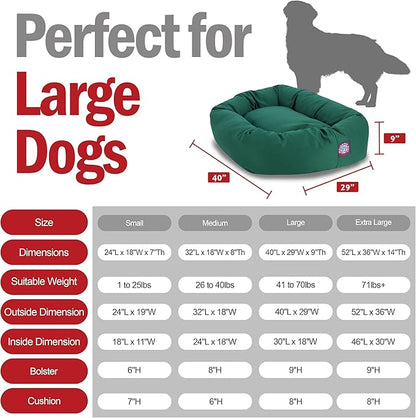 40 inch Green Bagel Dog Bed By Majestic Pet Products
