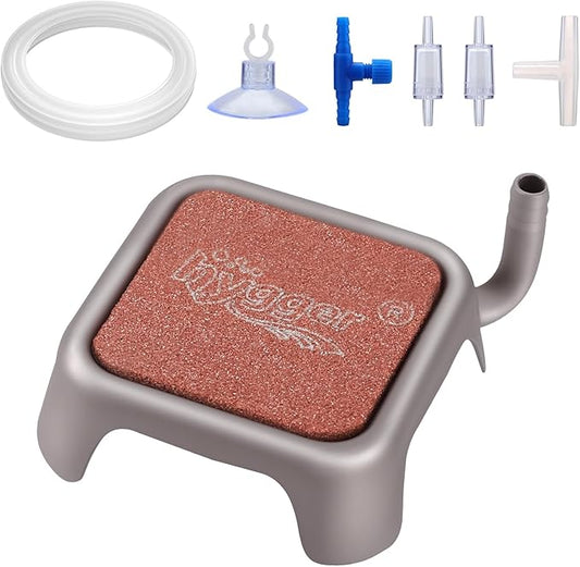 hygger Aquarium Air Stone, 1.65 Inch Nano Air Stone Make Super Tiny Bubble, Ultra Quiet Dissolved Oxygen Diffuser Small Airstone with Stainless Steel Base for Aquarium, Fish Tank & Hydroponic, Square