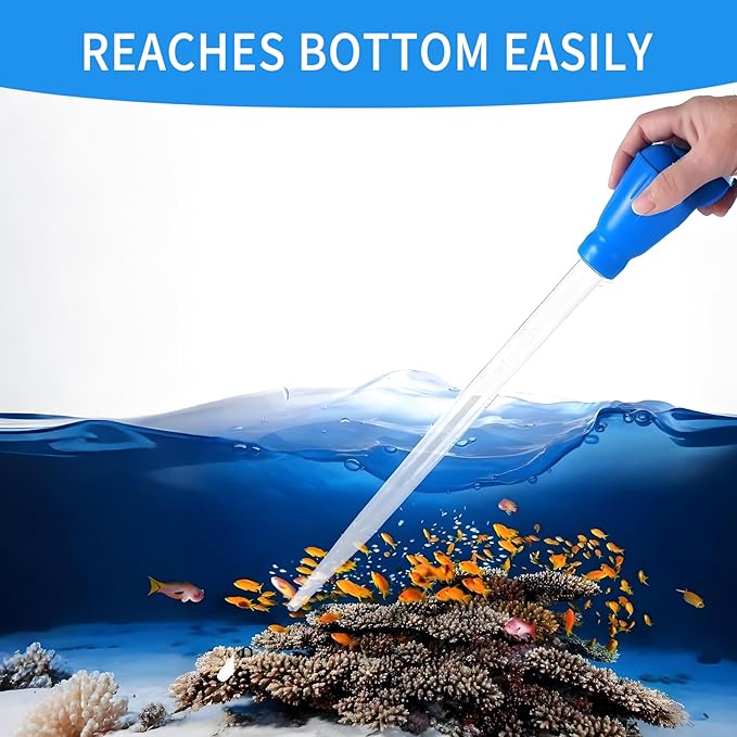 2 Piece Aquarium Coral Feeder with 2 Piece Stainless Steel Feeding Long Tweezers Syringe Spot Coral Feeder Reptile Feeding Tools for Aquatic Plant Reef Anemones Lionfish (Blue, Silvery)