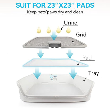 ALL FOR PAWS Pee Pad Holder, XL Dog Litter Box, Puppy Pads Holder, Puppy Potty Tray for Small/Medium/Large Dog Potty Training, 25" x 25"