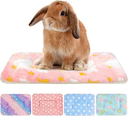 5PCS Guinea Pig Bed Soft Rabbit Bedding Cage Liner Warm Bunny Mats Pee Pads Fleece Blanket Plush Hamster Sleep Beds Ferret Squirrel Hedgehog Rat