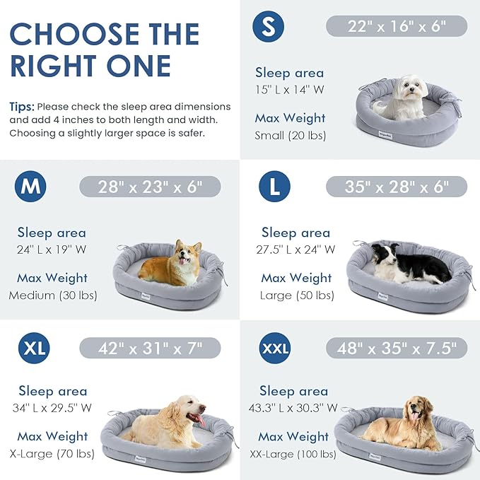 Orthopedic Dog Bed for Medium Size Dogs, Pet Sofa Bed with Egg Crate Foam, 4-Sided Bolster, Removable Washable Cover & Anti-Slip Bottom, Medium Gray