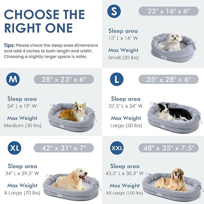 Orthopedic Dog Bed for Medium Size Dogs, Pet Sofa Bed with Egg Crate Foam, 4-Sided Bolster, Removable Washable Cover & Anti-Slip Bottom, Medium Gray