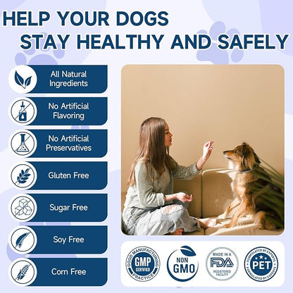 Hemp Calming Chews for Dogs, 200 Treats Dog Calming Chews for Anxiety & Stress Relief, Anxiety Relief Treats for Dogs with Hemp Oil, Melatonin Dog Calm Treats for Stress|Sleep|Separation