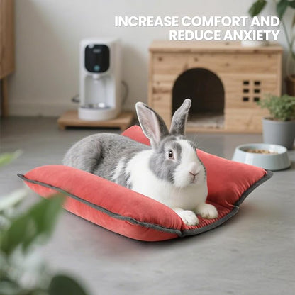 Rabbit Bed, Washable Bunny Pillow, Reversible Lounger Pad, Soft Small Animal Bedding, Stress Relief Pet Mat for Kittens, Guinea Pigs, Puppies