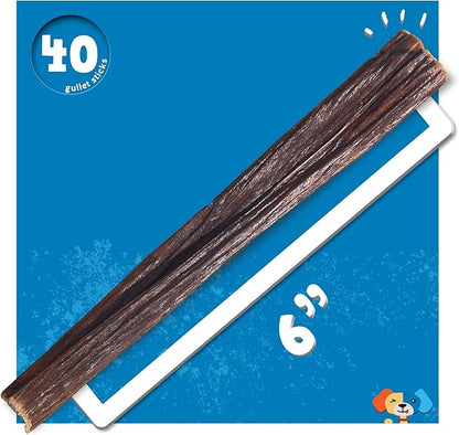 Jack&Pup 6-inch Gullet Sticks for Dogs – Odor Free Joint Health Support Dog Chews – Fresh and Savory Beef Gullet Sticks - Naturally Rich in Glucosamine and Chondroitin (40 Pack)