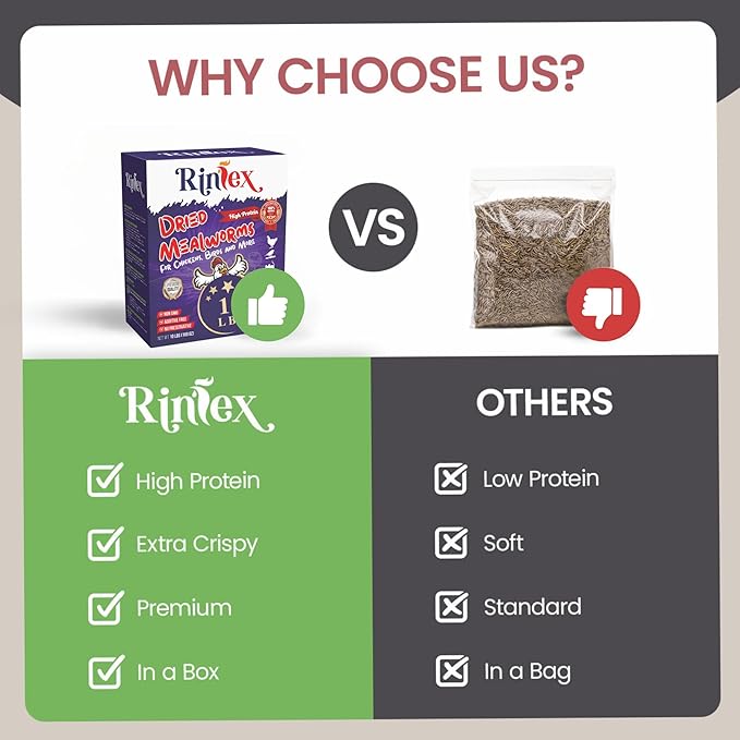 Dried Mealworms 1 lb - Chicken Food for Laying Hens - Bird Seed for Wild Birds - Wild Rabbit Food Outdoor - Duck Treats for Pet Ducks - Turtle Food for Small Turtles - Parrots Food, Snail Food