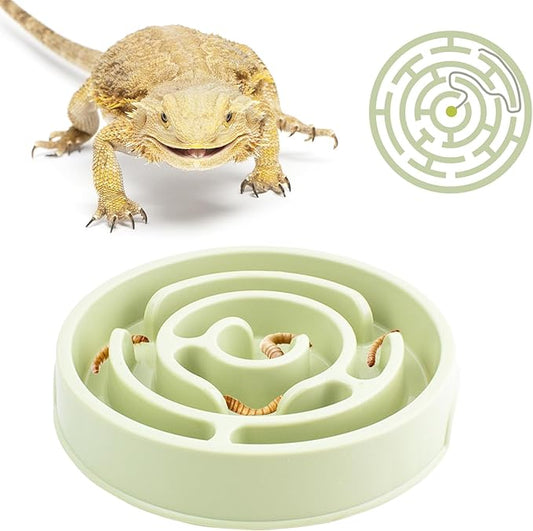 Bearded Dragon Maze Bowls Puzzle, Bearded Dragon Feeding Dish Food Bowl, Reptile Feeding Dish to Slow Down Eating, Worm Dubia Cricket Anti-Escape Food Bowl