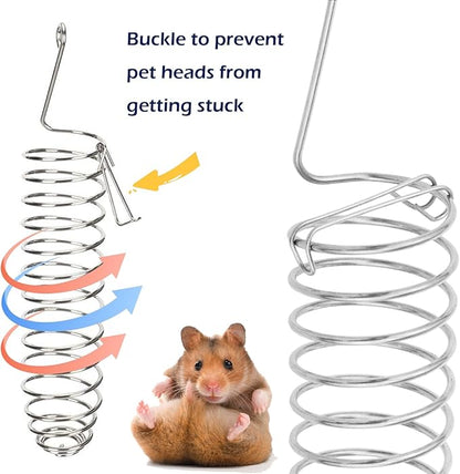 2PCS Rat Enrichment Foraging Toys, Stainless Steel Vegetable Skewer Foraging Hanging Feed Tool for Hamster Rodents Bird Parrots, Fancy Mice Cage Accessories Puzzle Toy Slow Feeder