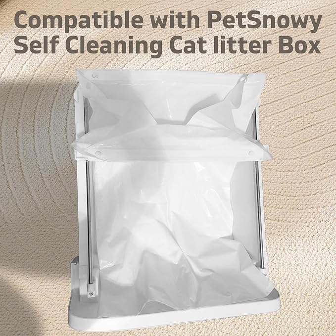 60 Pack Cat Litter Bags for PetSnowy Snow+ Cat Litter Box, Heavy Duty Tear and Leak Resistant Litters Bag, Self-Sealing Waste Drawer Liner Bags for PetSnowy (60)