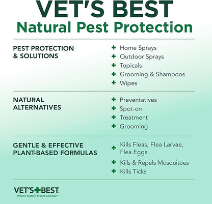 Vet's Best Flea and Tick Yard & Kennel Spray, Dog Flea Spray that Kills Fleas, Mosquitoes, & Ticks, Plant-Based Ingredients, Plant Safe Ready-to-Use Hose Attachment, 32 fl oz