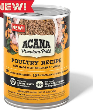 ACANA Premium Pate in Bone Broth Grain-free Wet Dog Food Poultry Recipe 12.8oz Cans (12 Count)