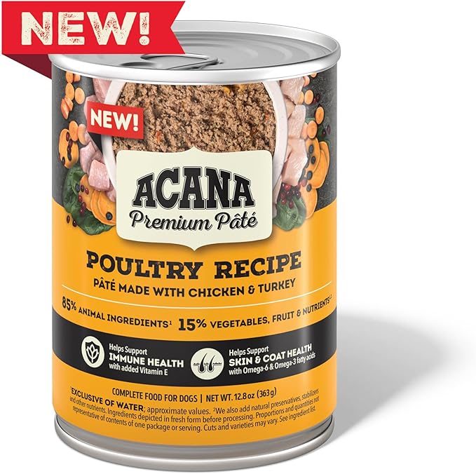 ACANA Premium Pate in Bone Broth Grain-free Wet Dog Food Poultry Recipe 12.8oz Cans (12 Count)