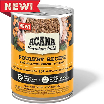 ACANA Premium Pate in Bone Broth Grain-free Wet Dog Food Poultry Recipe 12.8oz Cans (12 Count)