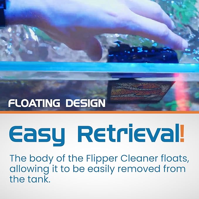 FL!PPER Flipper Edge Clownfish Limited Edition Floating Magnetic Aquarium Cleaner | 2-in-1 Dual Blade Scrubber & Scraper Fish Tank Cleaner Tools for Efficient Cleaning & Acrylic Surface Maintenance