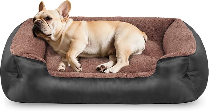 Dog Bed Medium Size Dog, Rectangle Washable Pet Couch, Warm and Comfortable Sleeping Pet Bed with Nonskid Bottom, Black