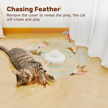 Potaroma Cat Toys Chargeable, 3in1 Hide and Seek for Kittens, Interactive Automatic Play, Fluttering Butterfly, Moving Wand Feather, Indoor Kitty Exercise 22.8 Inch Cover for All Breeds