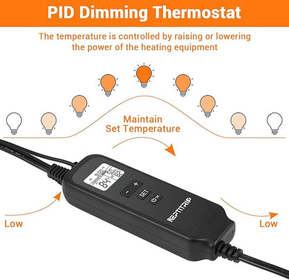 8.5 Inch Day-Night Thermostatic Reptile Heat Light Fixture - Heat Lamp Temperature Controller for Bearded Dragons, Snakes & Lizard – Bulb Not Included (Max 150W)