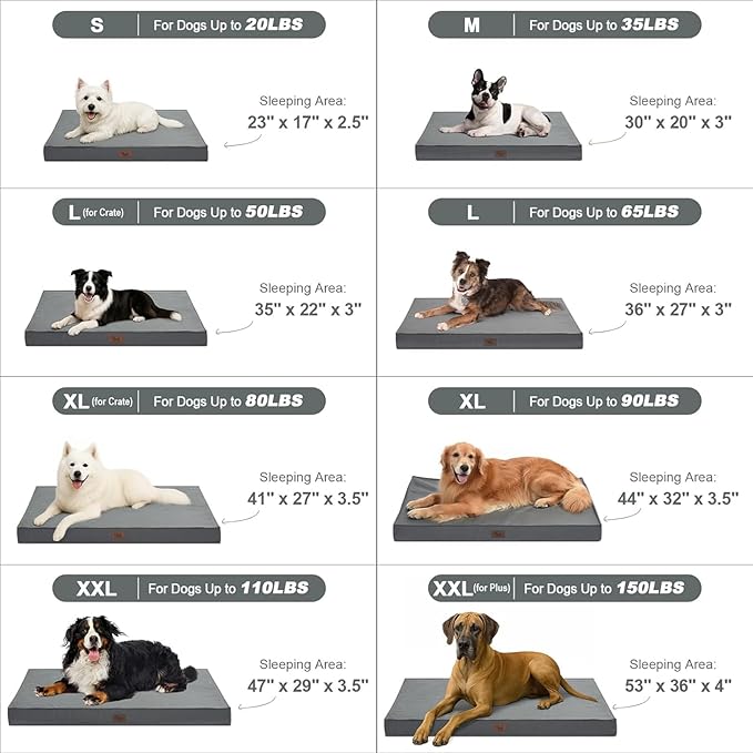 Outdoor Extra Large Dog Bed, Jumbo Waterproof Dog Bed for Large Dogs, Orthopedic Egg Foam Pet Bed Mat with Removable Oxford Cooling Cover, Grey
