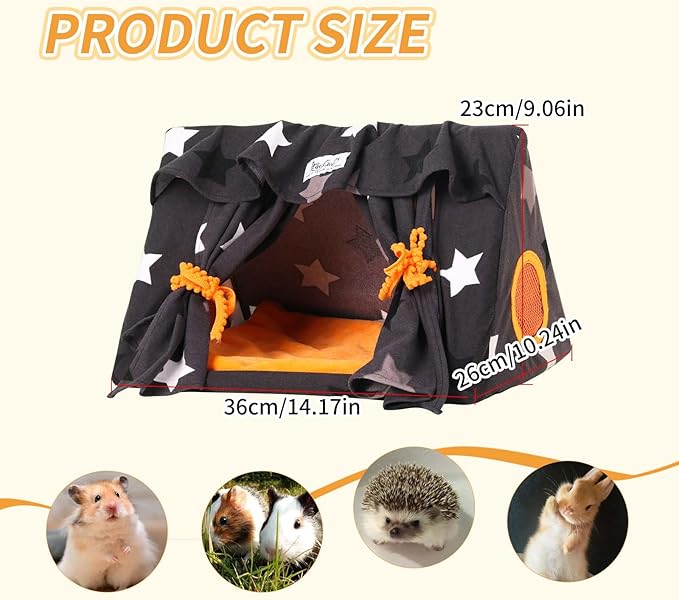Guinea Pig Hideout with Curtain Guinea Pig Bed Curtain can be Retracted Bunny Hut Breathable Mesh Window Washable Skin-Friendly, for Hamster Hedgehog Chinchilla Small Pets