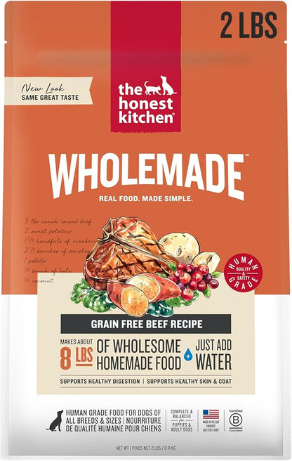 The Honest Kitchen Human Grade Wholemade™ Dehydrated Grain Free Beef Dog Food, 2 lb Bag