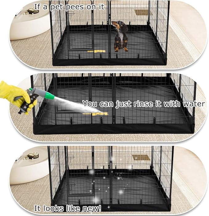 PJYuCien Rectangle Dog Playpen Bottom Pad - Fits 8 Panels 32" Width Metal Dog Pen -64"x64" Size 600D Oxford Cloth Waterproof Playpen Bottom Pad (Note: No Playpen)