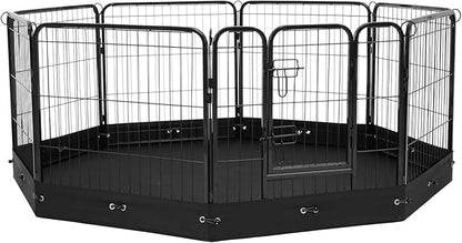 VEVOR Dog Playpen, 8 Pcs 24 x 24 in Panels Foldable Metal Pet Exercise Pen, Dog Fence Indoor and Outdoor Pen with Door, Storage Bag and Bottom Pad, Pet Playpen for Dogs, Cats and Other Small Animals