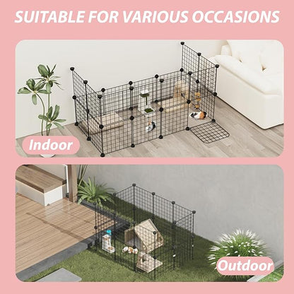 Guinea Pig Cages with Door and Top, 49.2x24.6x12.2inch Small Animal Cage, 20pcs Metal Grid Panels Small Animal Playpen, Expandable Cage for Guinea Pigs, Rabbits, Hamsters and Hedgehogs, Kitten