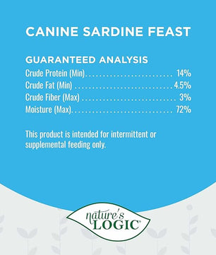 Nature's Logic Grain-Free Canned Dog Food - 90% Animal Proteins - 100% Natural Wet Dog Food Cans - No Common Allergens - All Life Stages - Ideal for Sensitive Dogs - Sardine, 12/13.2oz