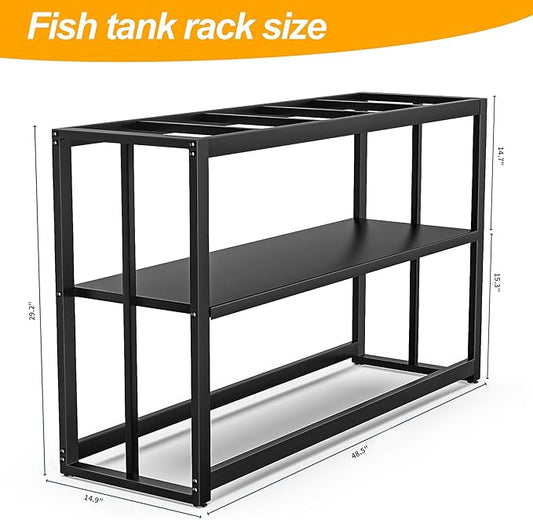 Akenow 55-75 Gallon Fish Tank Stand with Storage Shelf, 48.5 x14.9 x 29.2 Inch Aquarium Stand, Turtle Tank, Reptile Terrariums and Breeder Tank Stand,980LBS Capacity, Black