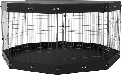 VEVOR Dog Playpen, 8 Pcs 30" H x 24" W Panels Foldable Metal Pet Exercise Pen, Dog Fence Indoor and Outdoor Pen with Door, Bottom Pad and Top Cover, Pet Playpen for Dogs, Cats, Other Small Animals
