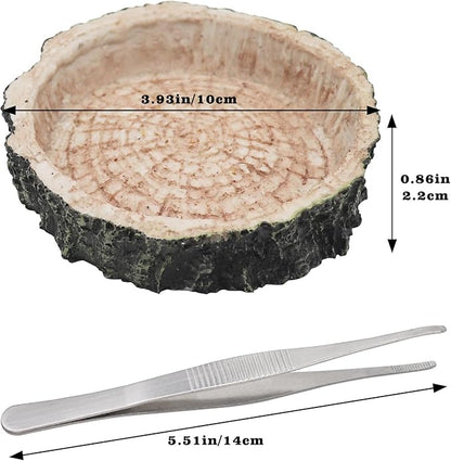 3 Pack Resin Reptile Dish for Food and Water with Tweezer, Hermit Crab Accessories, Hermit Crab Supplies, Hermit Crab Water Bowl, Habitat Accessories for Hermit Crab, Bearded Dragon, Gecko, Tortoise