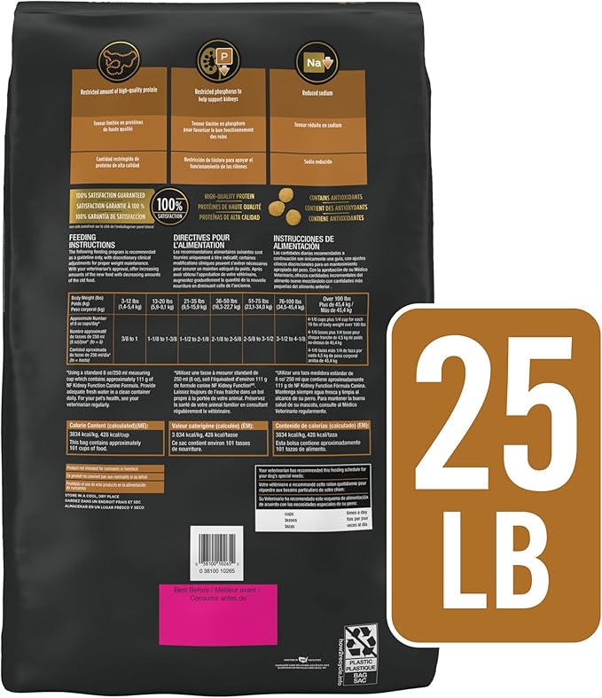 Pro Plan Veterinary Diets Purina NF Kidney Function Canine Dog Food Dry Formula - 25 lb. Bag