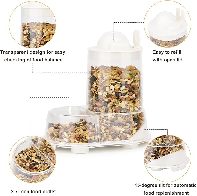 Wontee Hamster Feeder Food Bowl Automatic Dispenser for Dwarf Syrian Hamsters Mice Gerbils Rats or Other Similar-Sized Small Pets