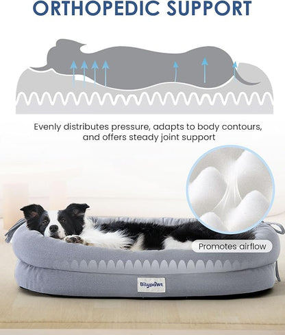 Orthopedic Dog Bed for Medium Size Dogs, Pet Sofa Bed with Egg Crate Foam, 4-Sided Bolster, Removable Washable Cover & Anti-Slip Bottom, Medium Gray