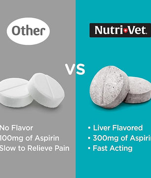 Nutri-Vet Aspirin for Dogs, Puppy Essentials, Dog Aspirin for Large Dogs, Joint Support for Seniors, Arthritis Pain Relief, 300mg per Tablet, 75 count