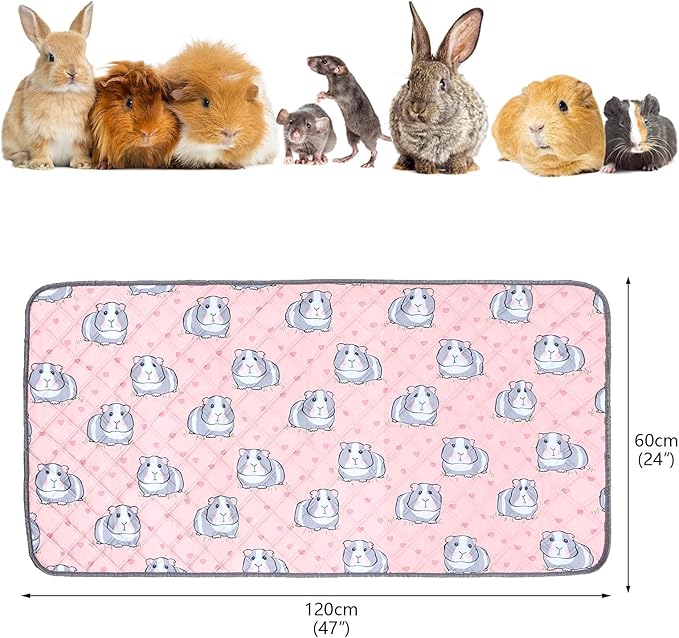 Guinea Pig Cage Liners Waterproof Guinea Pig Pee Pads, Digital Print Washable Reusable & Anti Slip Guinea Pig Bedding Fast and Super Absorb Water for Small Animals Rabbit Hamster Rat