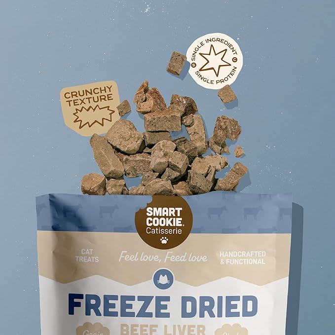 Smart Cookie Freeze Dried Cat Treats Variety Pack – Minimal Ingredient, High-Protein Snacks for Picky Cats – Beef Liver, Turkey, and Wild Caught Salmon – No Fillers, Made in The USA – 1oz (3 Pack)