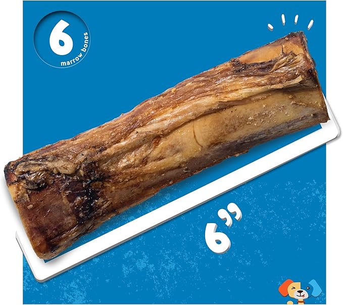 Jack&Pup Marrow Bones for Dogs, Long Lasting Dog Bones for Large Dogs, 6" Marrow Bone, Natural Beef Bone (6 Pack)