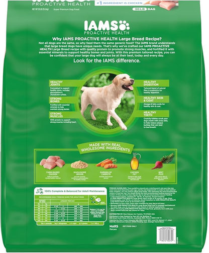 IAMS Proactive Health Large Breed Adult Dry Dog Food with Real Chicken, 30 lb. Bag