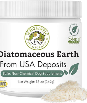 Wholistic Pet Organics DE for Dogs Organic Food Grade for Dogs - 13 Oz - Safe Non-Chemical Freshwater Silica Improves Overall Health