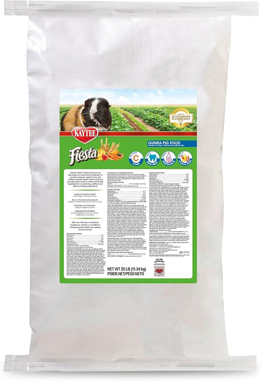 Kaytee Fiesta Guinea Pig Food, Nutritious and Fun Blend, Supports Dental Health and Digestion, 25 pounds